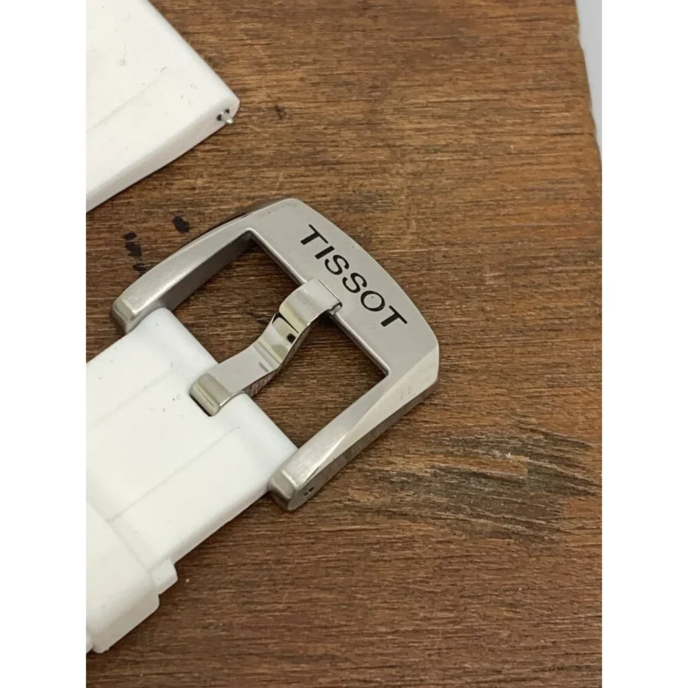 Tissot Seastar Watch Replacement Band White Rubber Strap 18mm Lug Silver Buckle